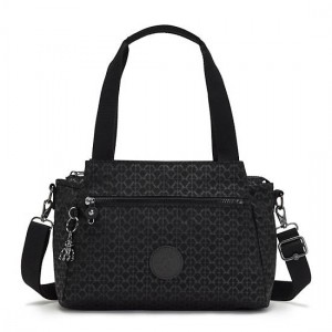 Black Kipling Elysia Printed Shoulder Bags | JTXQDN-325