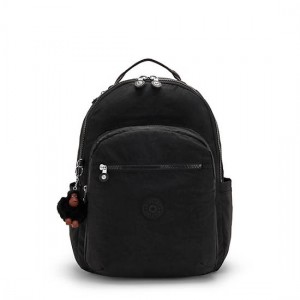 Black Kipling Seoul Large 15" Backpack Laptop Bags | KRVONQ-245