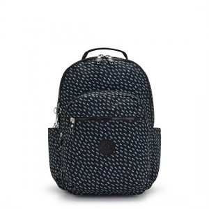 Black Kipling Seoul Large Printed 15" Laptop Backpacks | UDIWOG-015