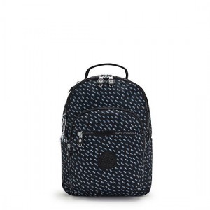 Black Kipling Seoul Small Printed Tablet Backpacks | XTNWZB-042