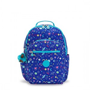 Blue Kipling Seoul Large Printed 15" Backpack Laptop Bags | DZQTGN-250