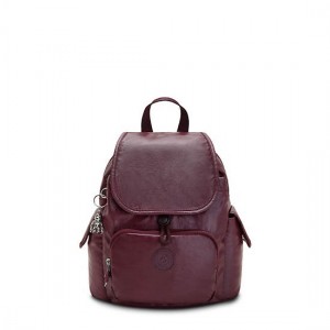 Burgundy Kipling City Pack Mini Metallic Backpacks | RMGLQW-465