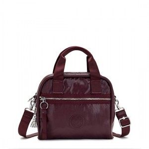 Burgundy Metal Kipling Hadya Metallic Shoulder Bags | WGOZKD-152