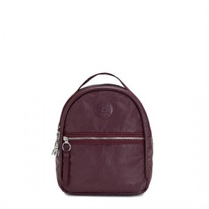 Burgundy Metal Kipling Kae Classic Metallic Backpacks | YGJEFS-310