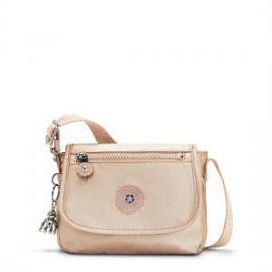 Gold Metal Kipling Sabian Metallic Crossbody Mini Bag | RHUVTA-804