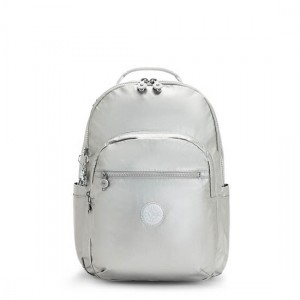 Light Metal Kipling Seoul Large Metallic 15" Backpack Laptop Bags | BRXODK-846