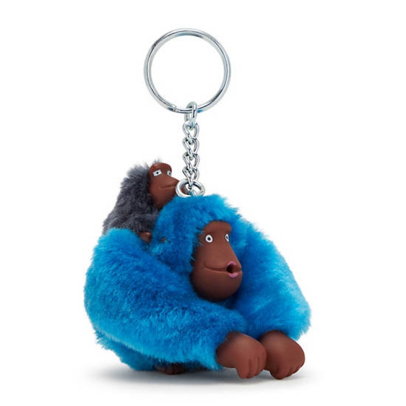 AZURE Blue Kipling Mom And Baby Sven Monkey Keychain Accessories | OCXVAY-315