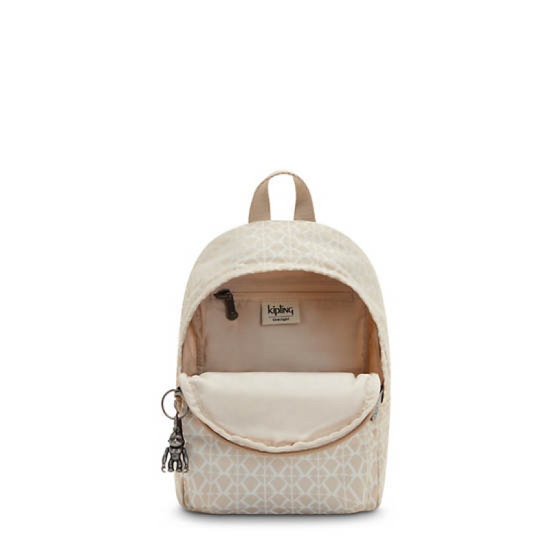 Beige Kipling Delia Compact Printed Convertible Backpacks | RFOKZA-024