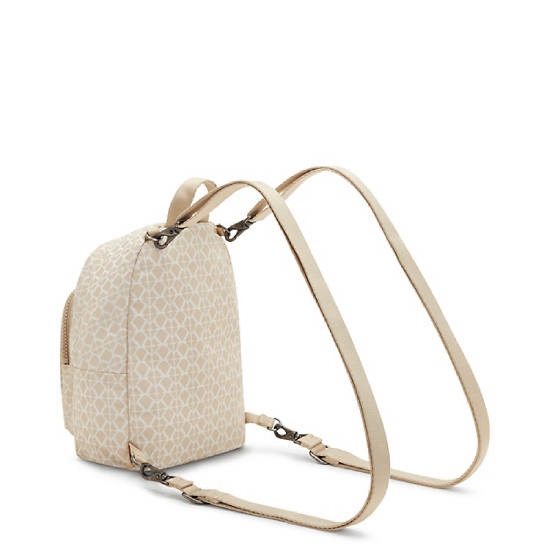 Beige Kipling Delia Compact Printed Convertible Backpacks | RFOKZA-024