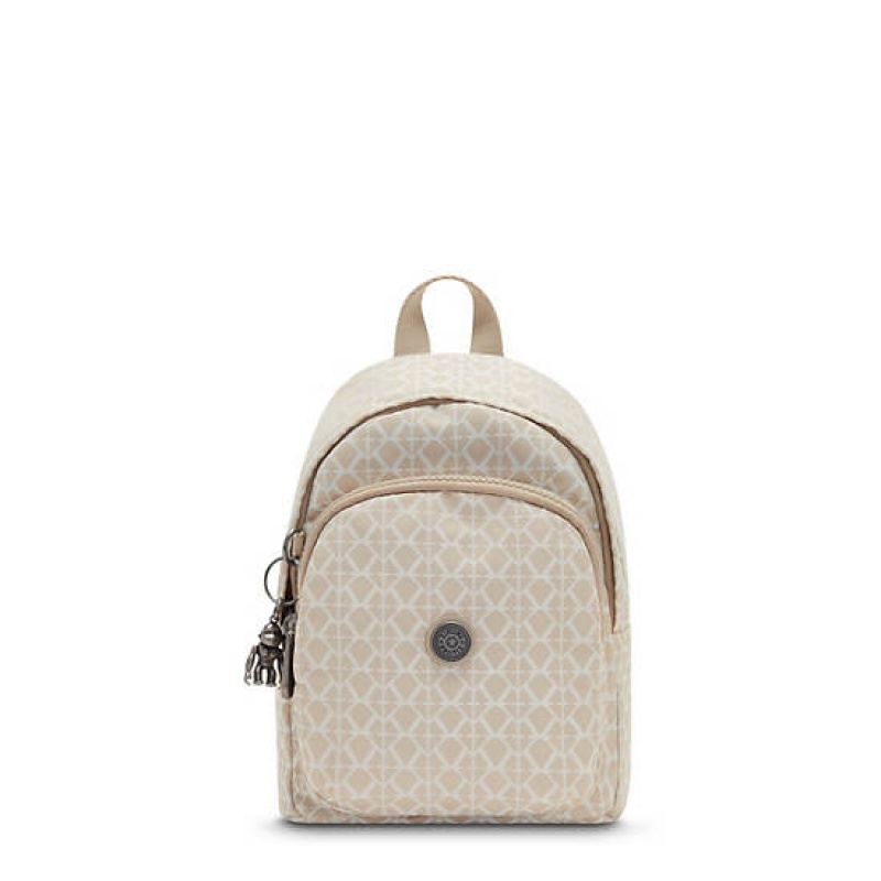 Beige Kipling Delia Compact Printed Convertible Backpacks | RFOKZA-024