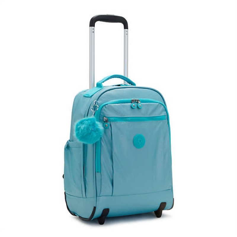 Beige Light Turquoise Metal Kipling Gaze Large Metallic Rolling Backpacks | SHPNVL-283