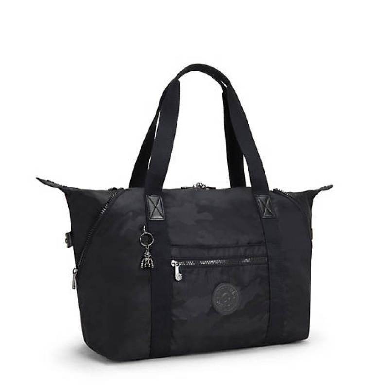 Black Camo Kipling Art Medium Iconic Tote Bags | IOWXFY-204