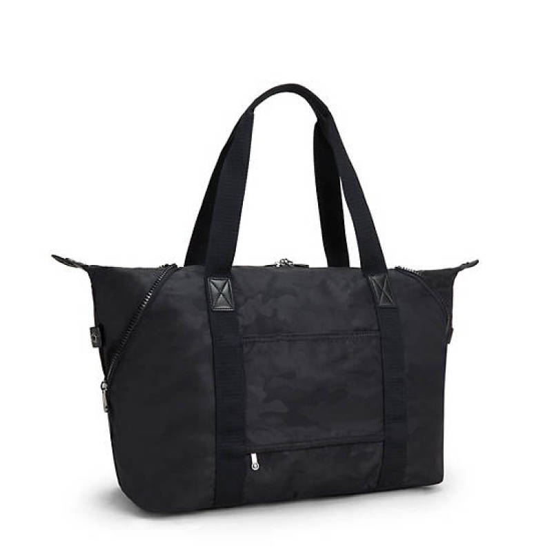 Black Camo Kipling Art Medium Iconic Tote Bags | IOWXFY-204