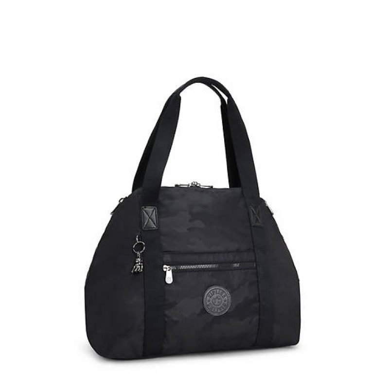 Black Camo Kipling Art Medium Iconic Tote Bags | IOWXFY-204