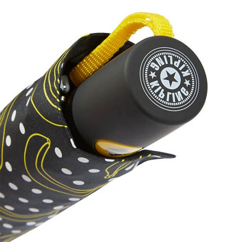 Black Kipling Auto Open Printed Umbrella Accessories | KBDEFZ-408