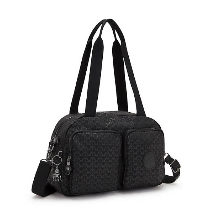 Black Kipling Cool Defea Printed Shoulder Bags | YVCZOD-719