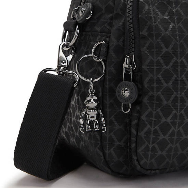 Black Kipling Cool Defea Printed Shoulder Bags | YVCZOD-719