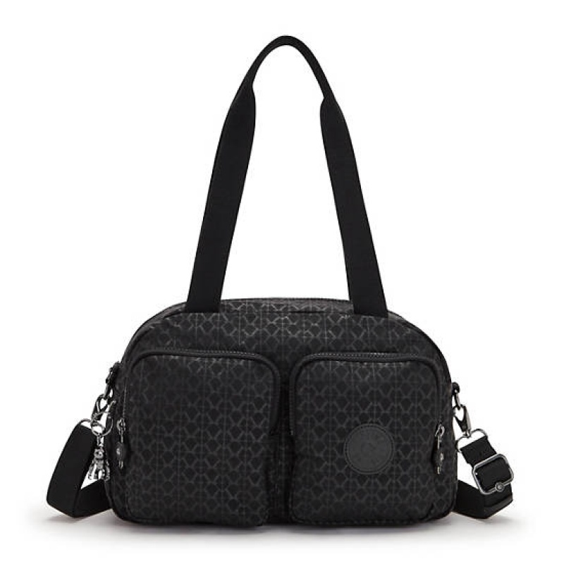 Black Kipling Cool Defea Printed Shoulder Bags | YVCZOD-719