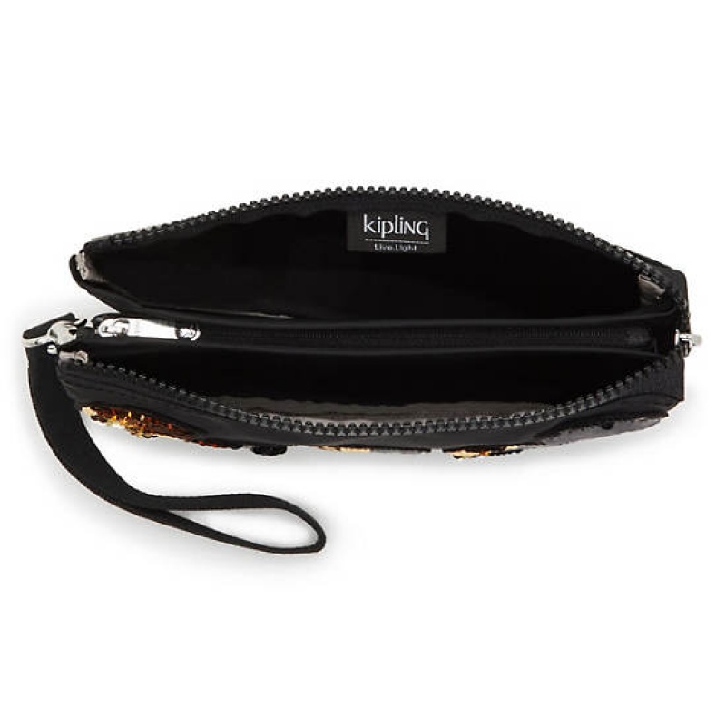 Black Kipling Creativity Extra Large Metallic Wristlet Bags | PXWOIH-157