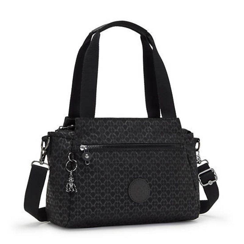 Black Kipling Elysia Printed Shoulder Bags | JTXQDN-325