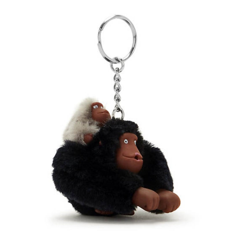 Black Kipling Mom And Baby Fashion Sven Monkey Keychain Accessories | JTUFML-501