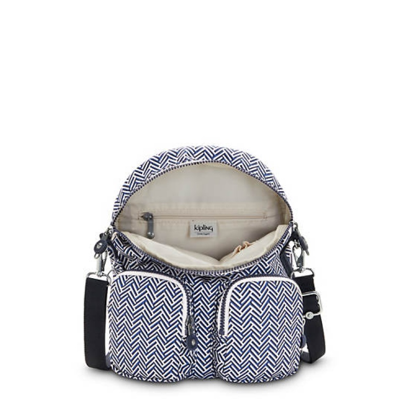 Blue Kipling Firefly Up Printed Convertible Backpacks | ZWYXFJ-290