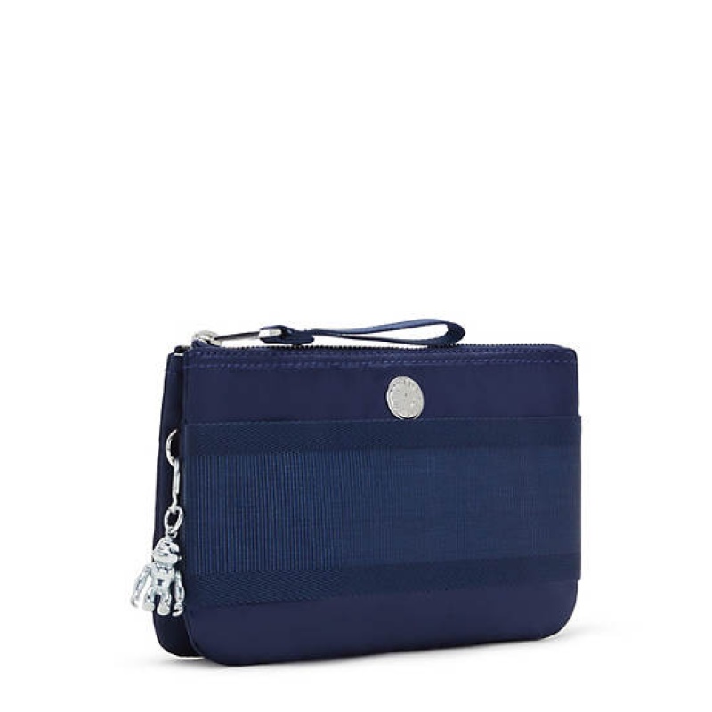 Blue Stripes Kipling Creativity Extra Large Metallic Wristlet Bags | YLGUHP-149