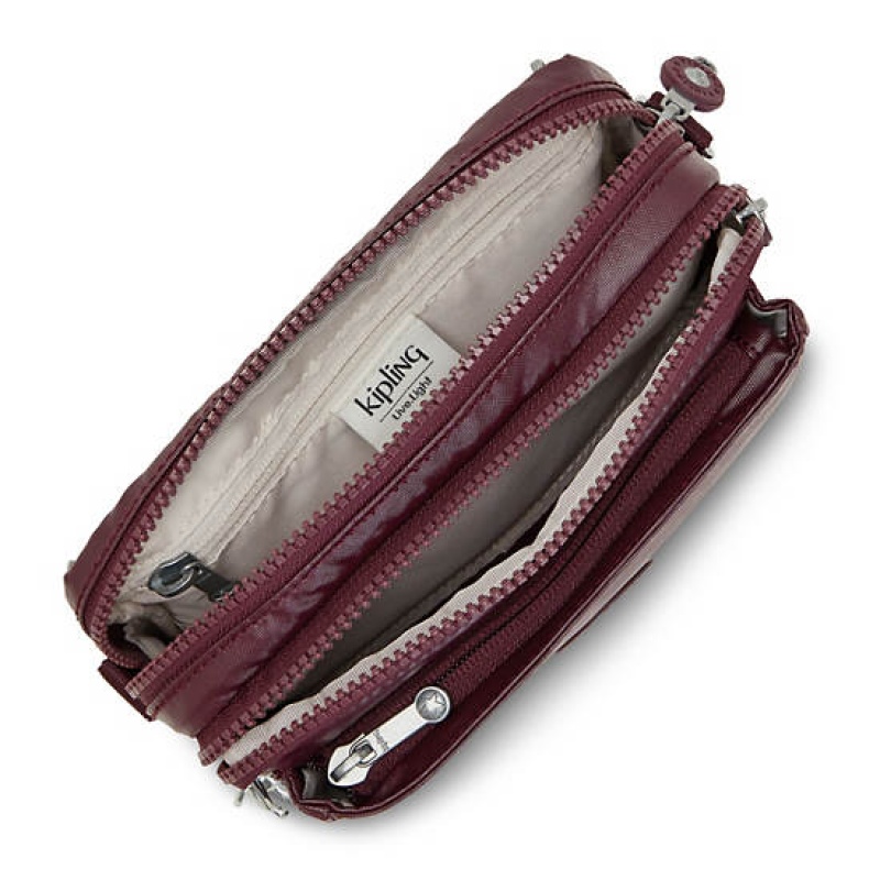 Burgundy Kipling Abanu Multi Metallic Convertible Crossbody Bag Bags | KJFNQA-391