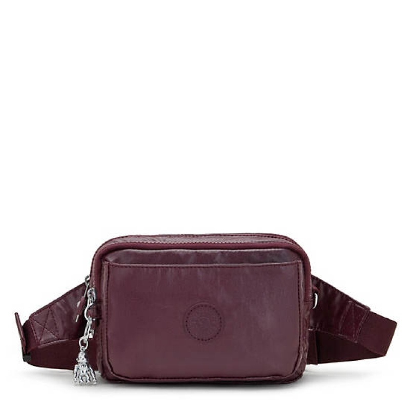 Burgundy Kipling Abanu Multi Metallic Convertible Crossbody Bags | QKLMHS-853