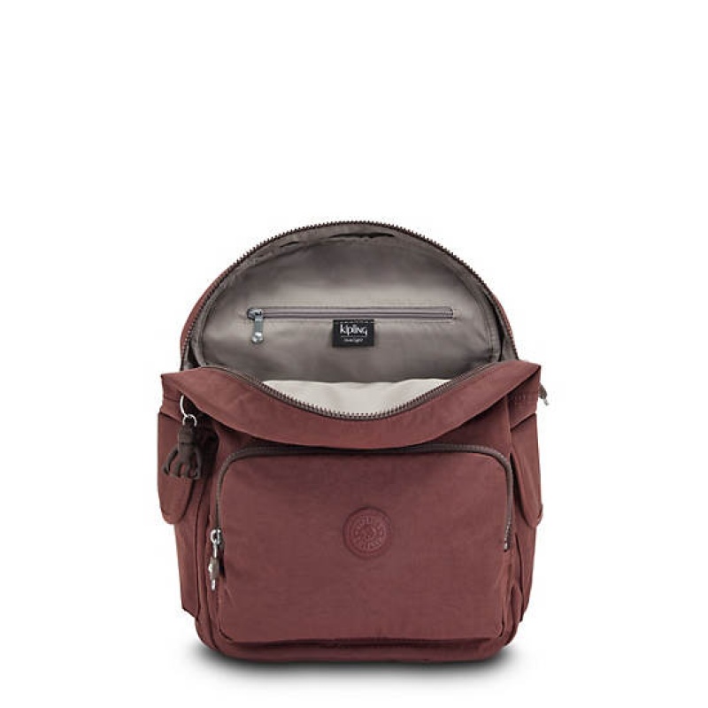 Burgundy Kipling City Pack Backpacks | FZJVXQ-170