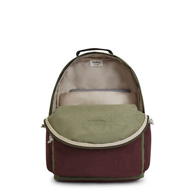 Burgundy Kipling Damien Large Backpack Laptop Bags | HGKZWE-793