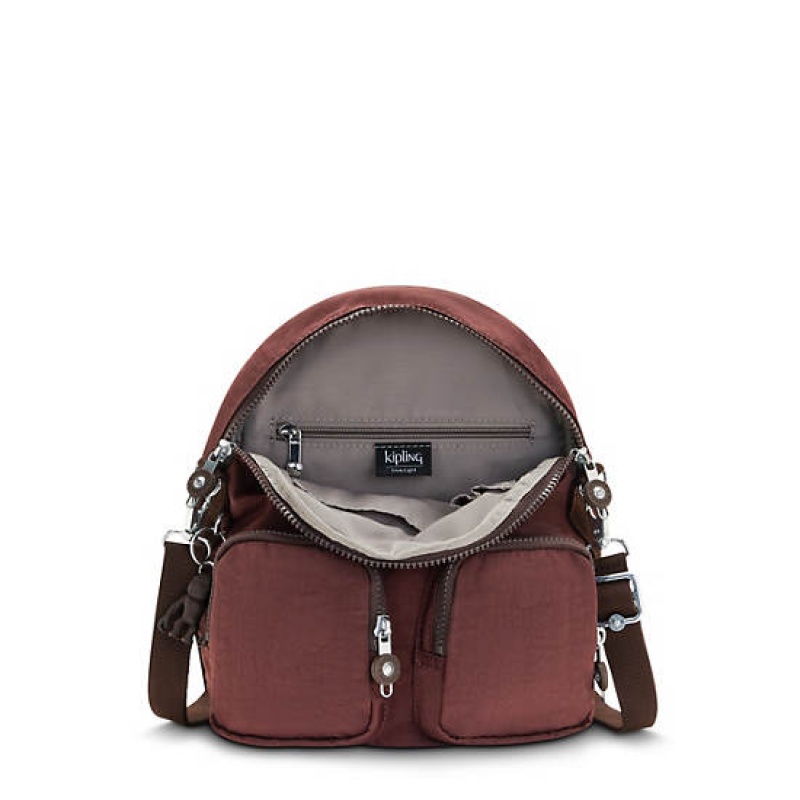 Burgundy Kipling Firefly Up Convertible Backpacks | MHEYTJ-694