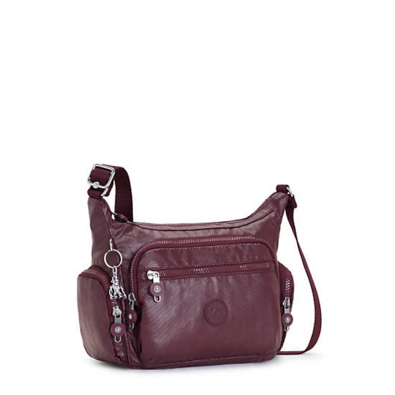 Burgundy Kipling Gabbie Small Metallic Crossbody Bags | XQTIFV-385