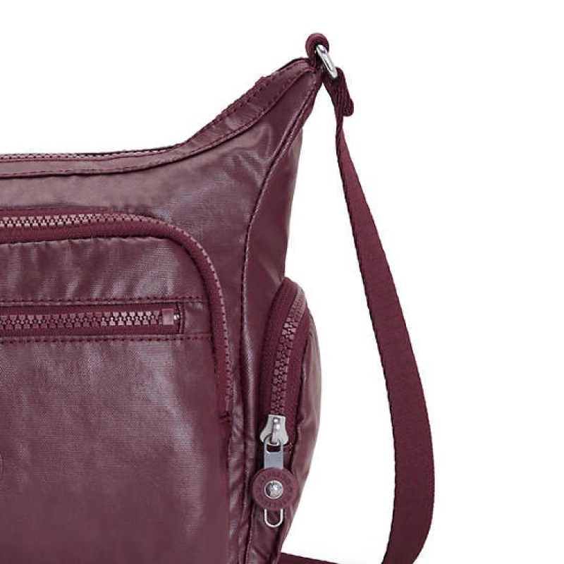 Burgundy Kipling Gabbie Small Metallic Crossbody Bags | XQTIFV-385