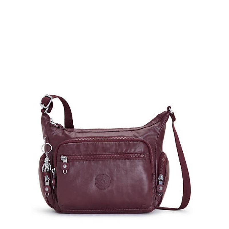 Burgundy Kipling Gabbie Small Metallic Crossbody Bags | XQTIFV-385