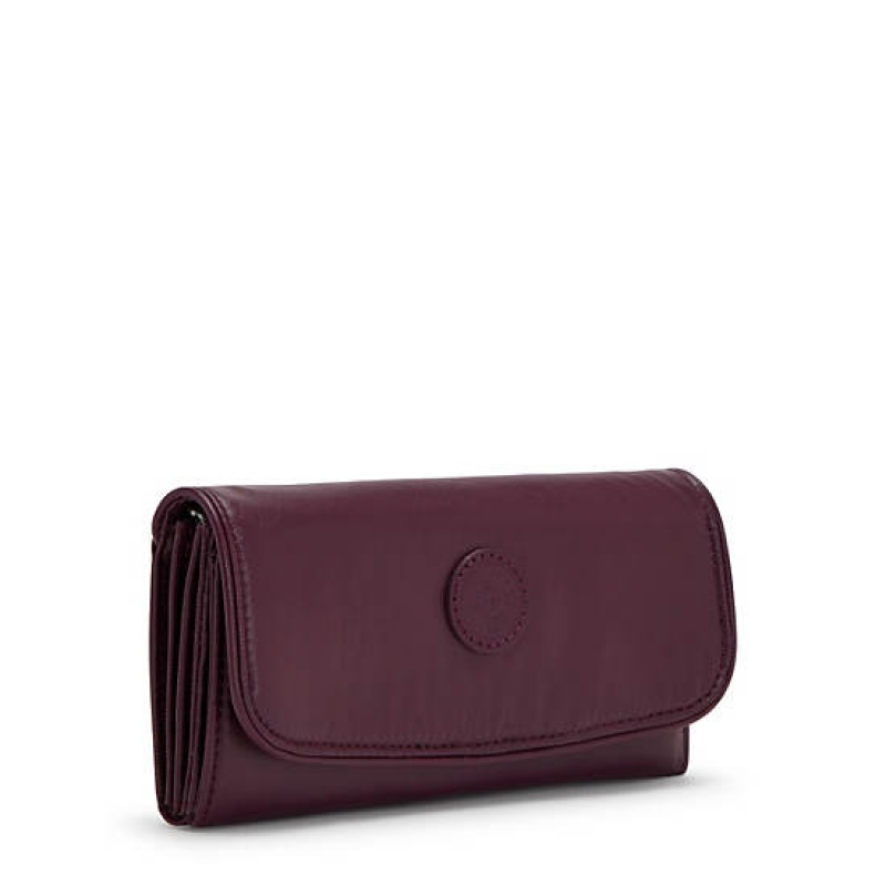 Burgundy Kipling Money Land Metallic Snap Wallet Wallets | XGMPZF-067