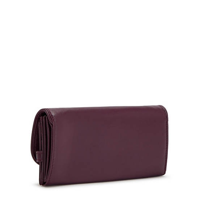 Burgundy Kipling Money Land Metallic Snap Wallet Wallets | XGMPZF-067