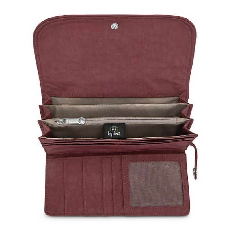 Burgundy Kipling Money Land Snap Wallet Wallets | FWQVOZ-524