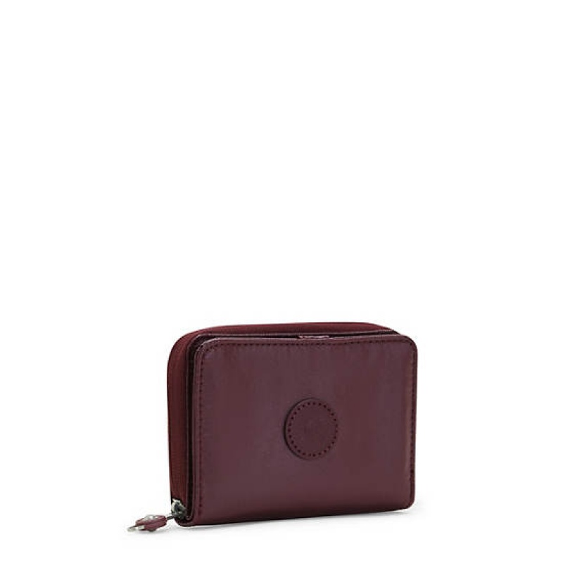 Burgundy Kipling Money Love Metallic Small Wallet Wallets | SICLBT-402