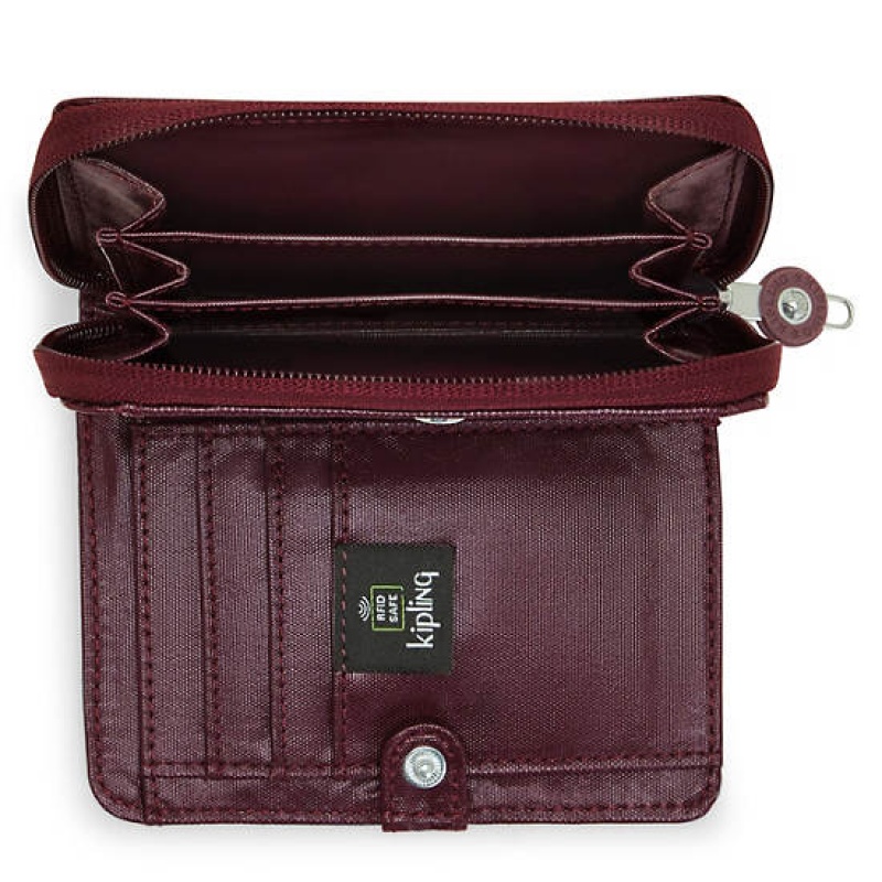 Burgundy Kipling Money Love Metallic Small Wallet Wallets | SICLBT-402