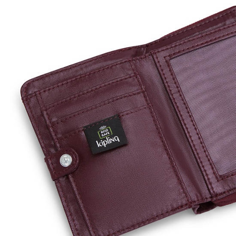 Burgundy Kipling Money Love Metallic Small Wallet Wallets | SICLBT-402