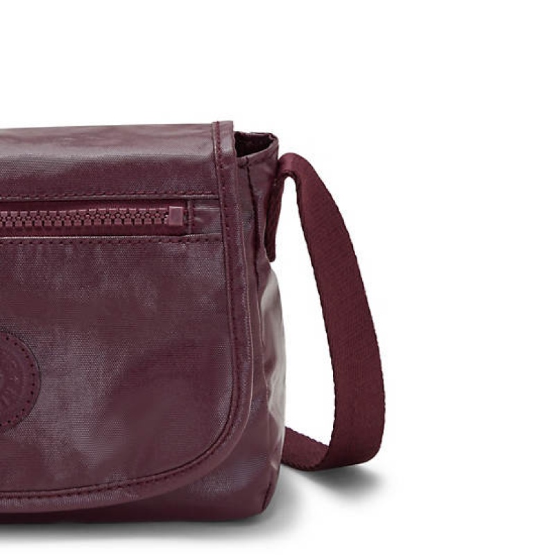 Burgundy Kipling Sabian Metallic Crossbody Mini Bag | CLYHTX-078