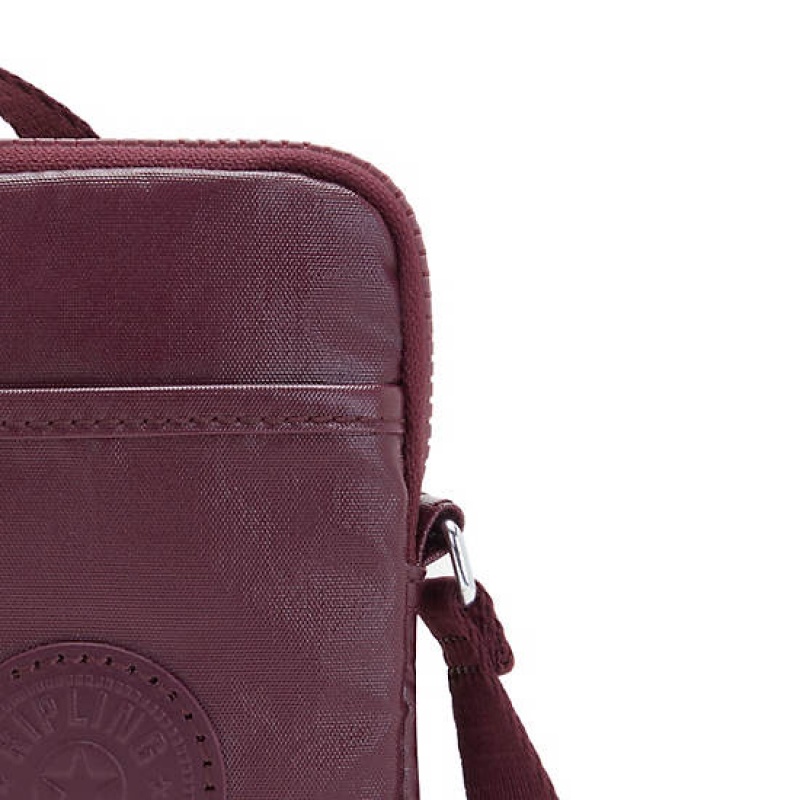 Burgundy Kipling Tally Metallic Crossbody Phone Bag | UWZVMD-486