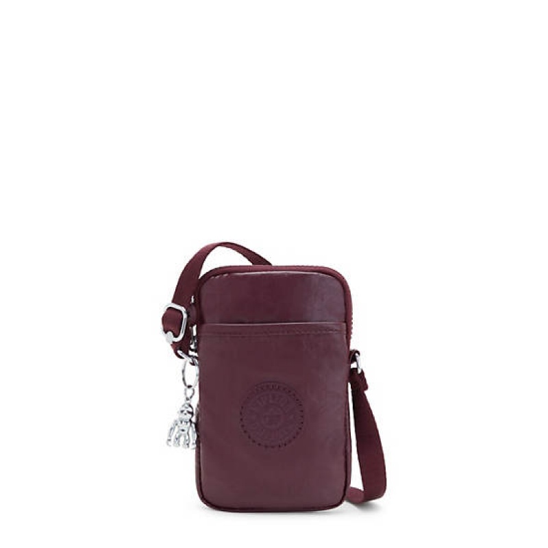 Burgundy Kipling Tally Metallic Crossbody Phone Bag | UWZVMD-486