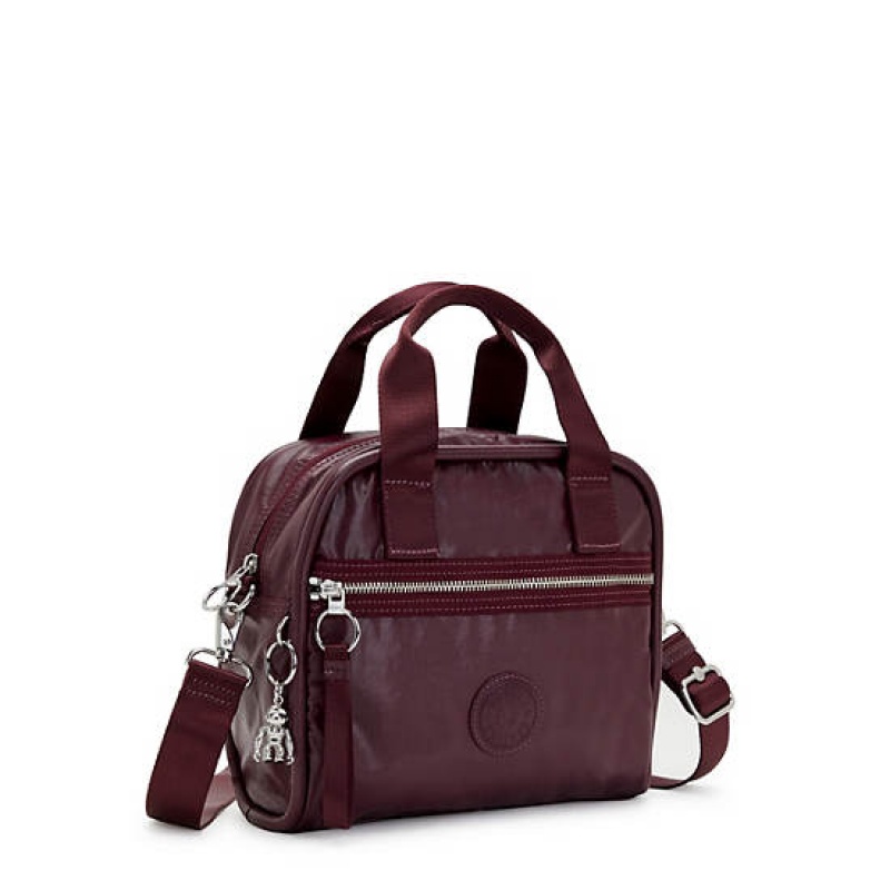 Burgundy Metal Kipling Hadya Metallic Shoulder Bags | WGOZKD-152