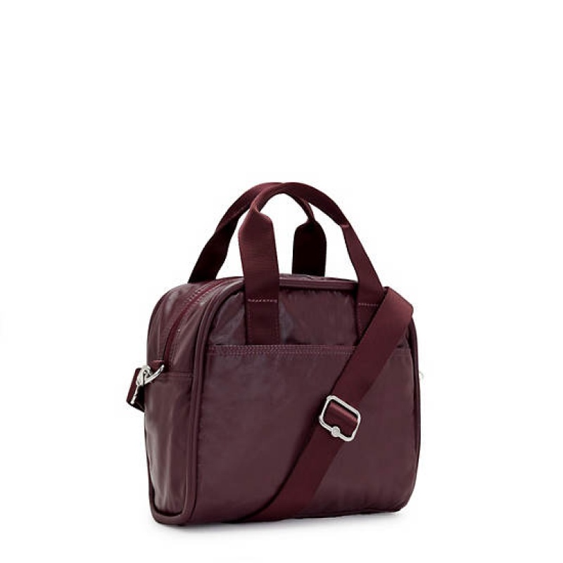 Burgundy Metal Kipling Hadya Metallic Shoulder Bags | WGOZKD-152