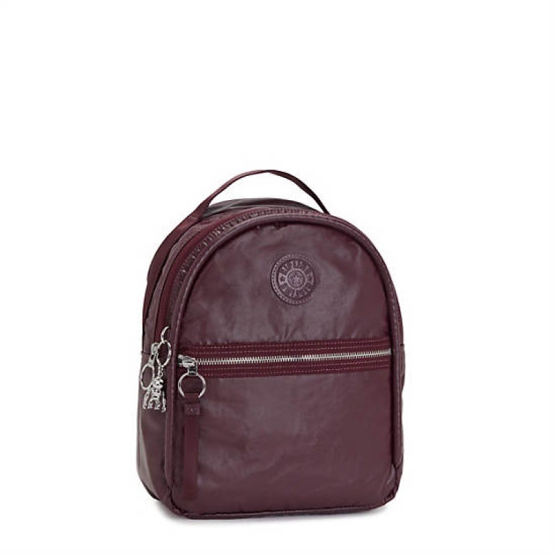 Burgundy Metal Kipling Kae Classic Metallic Backpacks | YGJEFS-310