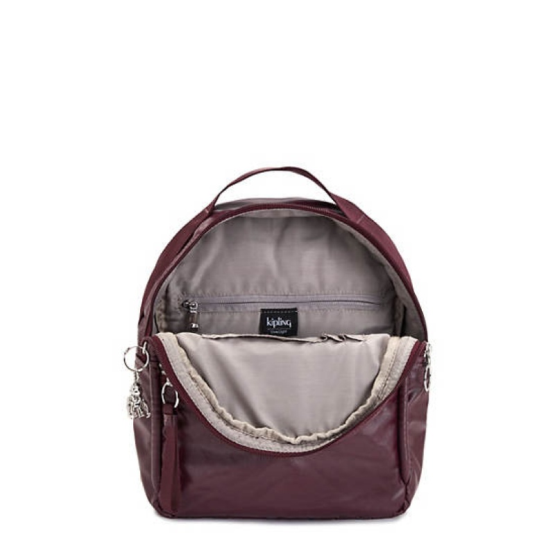 Burgundy Metal Kipling Kae Classic Metallic Backpacks | YGJEFS-310