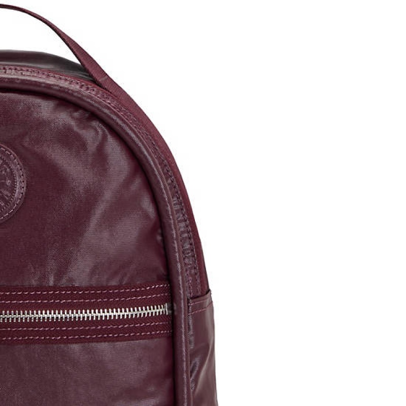 Burgundy Metal Kipling Kae Classic Metallic Backpacks | YGJEFS-310