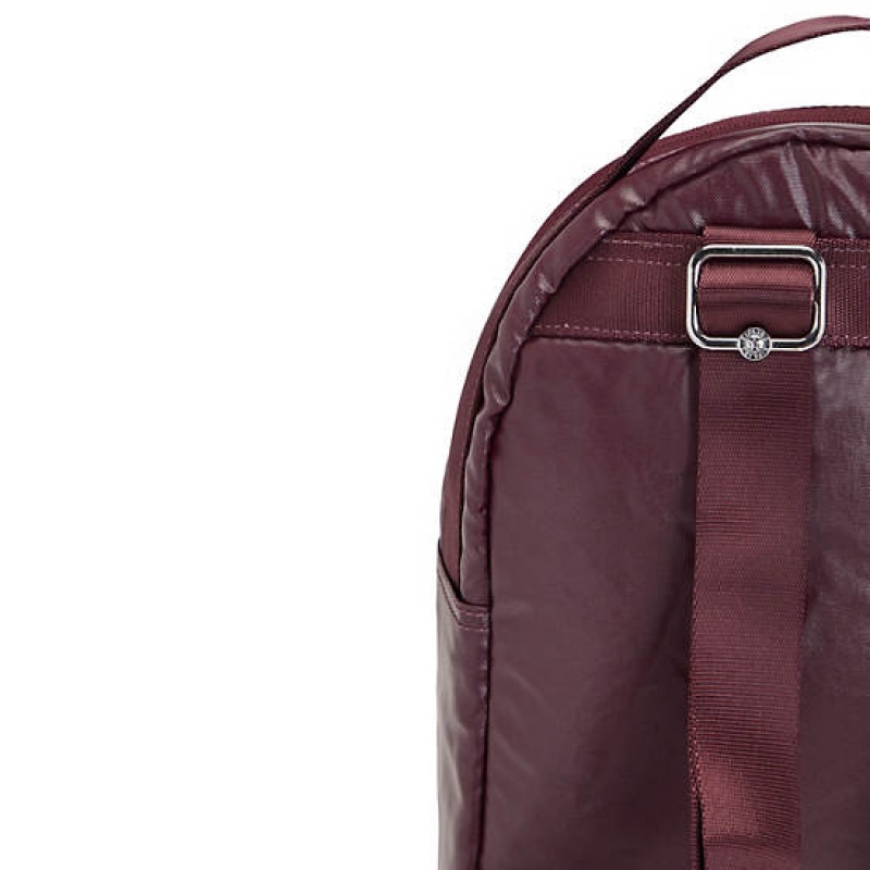 Burgundy Metal Kipling Kae Classic Metallic Backpacks | YGJEFS-310